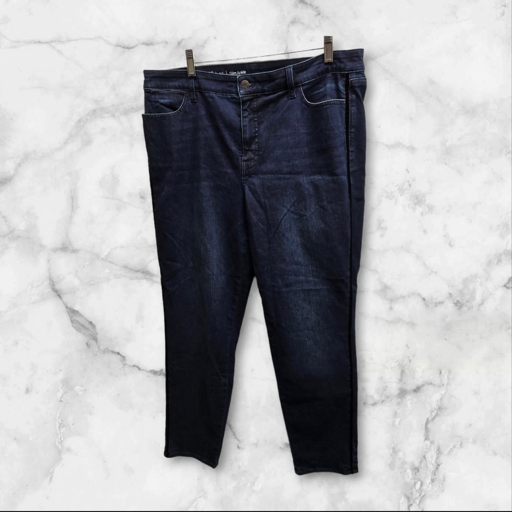 Talbots Flawless‎ Slim Ankle Jeans Shadow Stripe Size 16